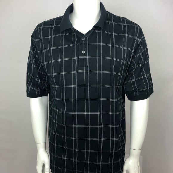 Jos A. Bank Mens Size L Dark Plaid Golf Polo Stay Cool Technology Short Sleeve - Picture 8 of 8